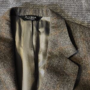 Jos A Bank 100 camel hair Blazer Glen Plaid Brown/Gray 44R Classic Business